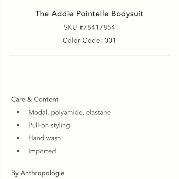 Addie Pointelle BodySuit NWOT - Picture 3 of 6